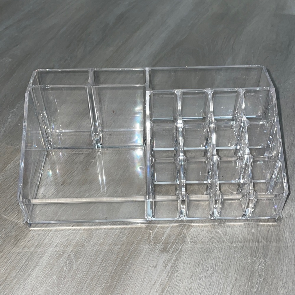 Lucite makeup organizer